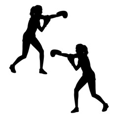 Boxing silhouette, Double Boxing set box icon, Boxing illustration, silhouette, set icon, silhouette, Boxer dogs icon