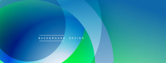 Abstract gradients blend, creating dynamic visual effect. Overlapping circles form modern background design. Colors transition smoothly, evoking calm atmosphere.