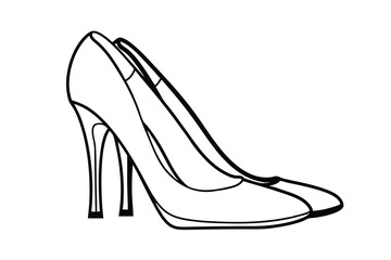 “High-heeled shoe in continuous line art drawing style. Elegant women stiletto heels minimalist black linear sketch isolated on white background