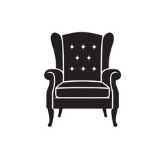 Wingback armchair icon vector silhouette