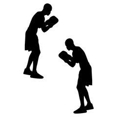 Boxing silhouette, Double Boxing set box icon, Boxing illustration, silhouette, set icon, silhouette, Boxer dogs icon