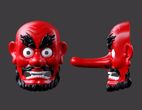 Japanese-style big tengu mask dress up film and television Japanese style Halloween big tengu role samurai decoration ornaments wall decoration pendant