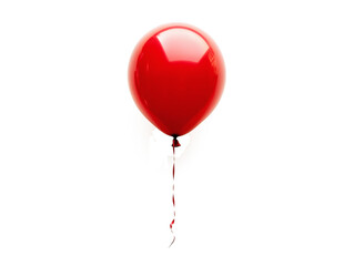 Bright red balloon floating gracefully against a transparent or white background perfect for celebrations, parties, and festive decorations at any event during the day or night.