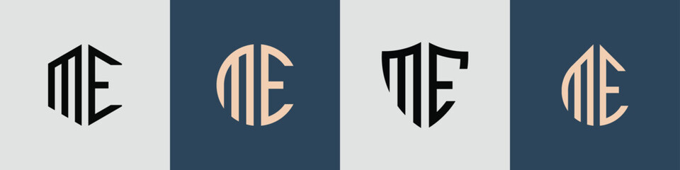 Creative simple Initial Letters ME Logo Designs Bundle.