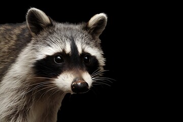 Raccoon portrait with dark background