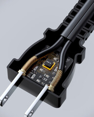 Internal structure of the plug, exploded view, circuit board, circuit, technology, chip, electrical...