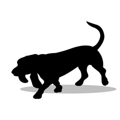 Basset Hound silhouette, Double Basset Hound set box icon, Basset Hound illustration, silhouette, set icon, silhouette, Basset Hound icon
