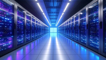 Fototapeta premium High-Tech Corridor In Server Room