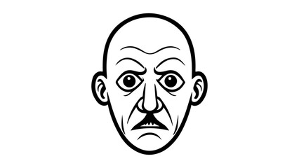 simple person face with bald head vector illustration, simple illustration of a person with bald head