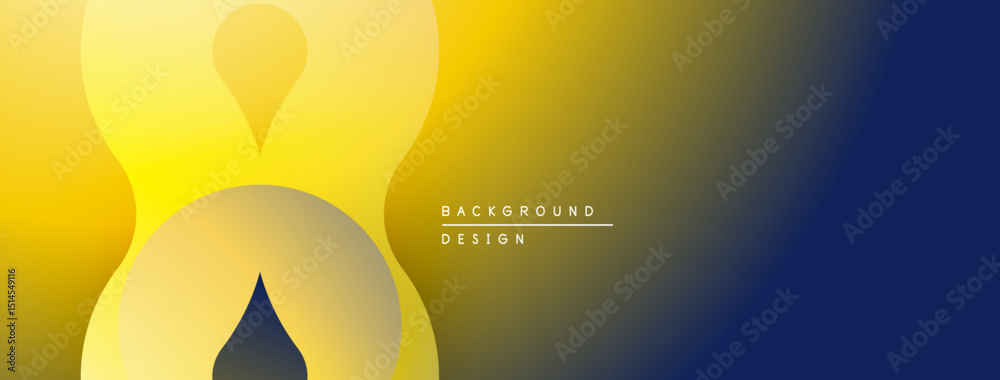 Aufkleber Abstract gradient background. Overlapping shapes create dynamic visual effect. Gold, yellow, navy hues dominate composition. Modern design element.