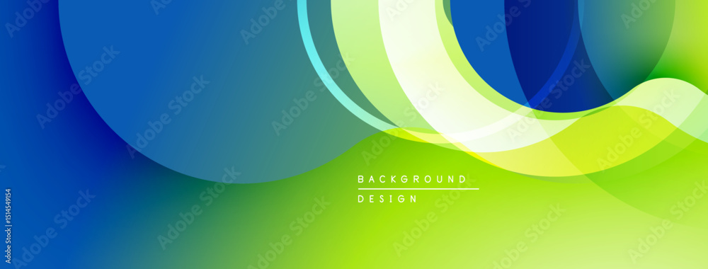 Fototapete Abstract flowing shapes, vibrant bluegreen gradient. Modern design, smooth curves create dynamic visual effect. Minimalist composition.