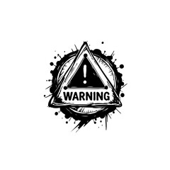 Distressed warning sign illustration with grunge effect for attention grabbing message