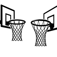 Silhouette set of a basketball hoop, vector illustration