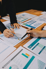 Business meeting time. Business man and business woman working on startup project.