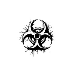 Monochrome Biohazard Symbol with Grunge Effects: A Bold Warning Graphic Visual