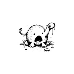 Humorous and Whimsical Cartoon Turtle Illustration with Drool and Expressive Features