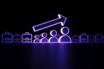 CAREER SUCCESS business neon concept self illumination background 3D illustration