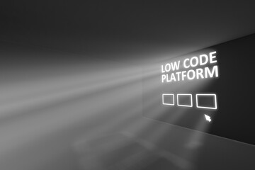 LOW CODE rays volume light concept 3d illustration