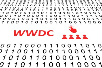 WWDC concept binary code 3d illustration