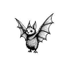 Charming Hand-Drawn Bat Illustration: A Whimsical and Spooky Halloween Graphic
