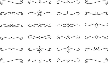 Obraz premium Elegant divider line set decorative swirls borders and flourishes for design