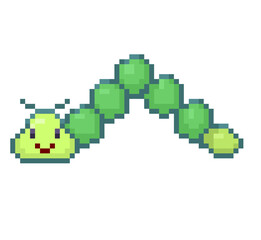 pixel illustration of a caterpillar