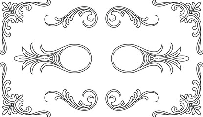 Elegant floral flourish design elements for frames and decorative borders