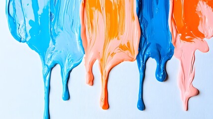 Abstract Dripping Paint Texture Blue Orange Pink