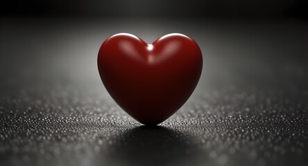 Fototapeta premium A bold red heart is positioned in the center of a black background, emphasizing its vibrant hue and simplicity. 