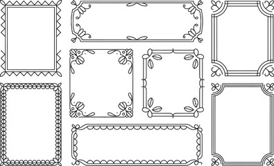 Elegant black and white frame border design collection for invitations and greetings