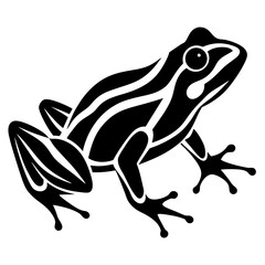 Black and White Stylized Striped Frog Silhouette - Tropical Amphibian Graphic