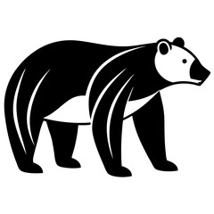Black and White Standing Bear Silhouette - Simple Wildlife Mammal Icon