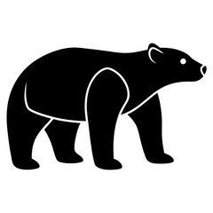 Black and White Standing Bear Silhouette - Simple Wildlife Mammal Icon