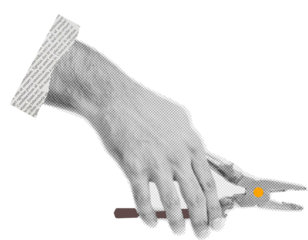 halftone collage hand holding Pliers