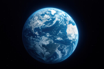 Naklejka premium Blue planet floating in black space.
