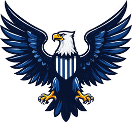 eagle with wings vector illustration , an eagle with spread wings and a shield on its chest