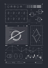 Universe background for presentation design. Brochure template with space elements. Minimalistic color space. Universe exploration concept.