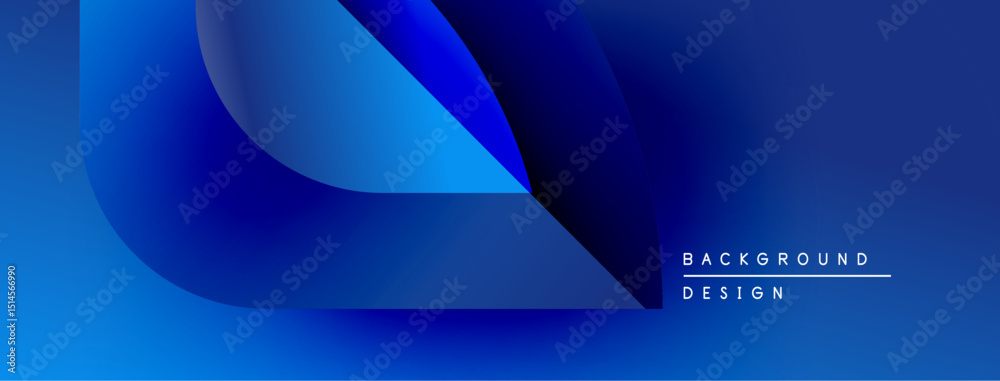 Poster abstract blue gradients create dynamic shapes. modern design suggests technology, innovation, fluidi