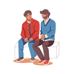 two men discussing together isolated illustration