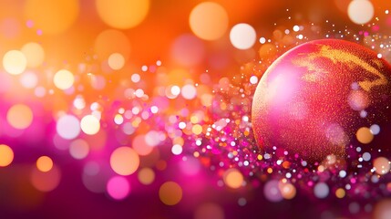 Sparkling Pink Christmas Ornament with Bokeh Lights