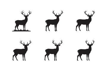 set of deer silhouettes