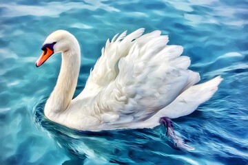 Swan gliding gracefully through the water