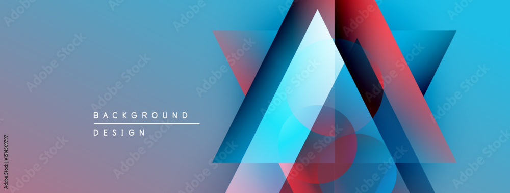 Poster Abstract geometric shapes overlap, creating vibrant color gradients. Modern design elements suggest innovation, technology, future concepts.