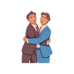 Obraz premium portrait of two businessmen hugging illustration