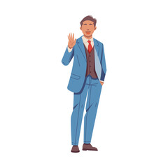 handsome businessman wave hands illustration