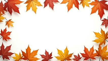Autumn Leaf Frame: A vibrant array of colorful maple leaves forms a beautiful frame. The picture captures the season's transition, with warm hues adding depth and charm.