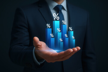 Percentage Growth Graph in Hand Representing Financial Success and Business Improvement
