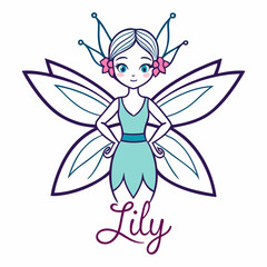 Fairy Lily Bloom Flower Botanical Drawing Line Art Vector Illustration