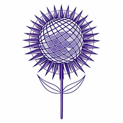 Globe Thistle Bloom Flower Botanical Drawing Line Art Vector Illustration