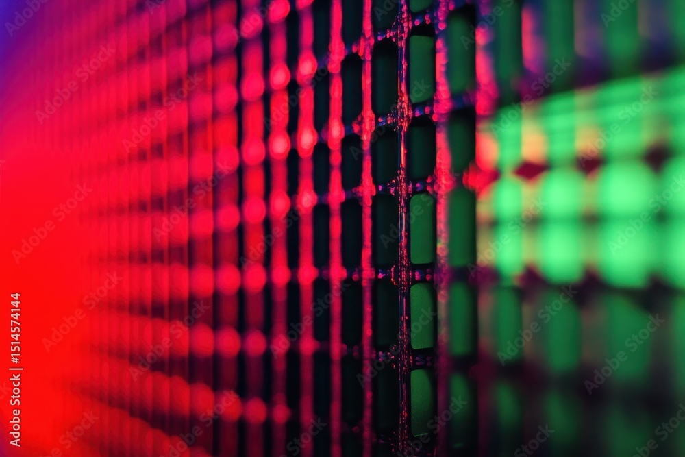 Fototapete bright neon squares move dynamically towards the viewer in an engaging visual experience, neon squar